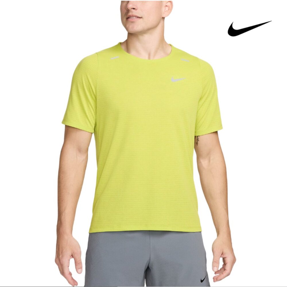 Nike Dri-FIT Rise 365 Mens Short-Sleeve Running Top Lime Green